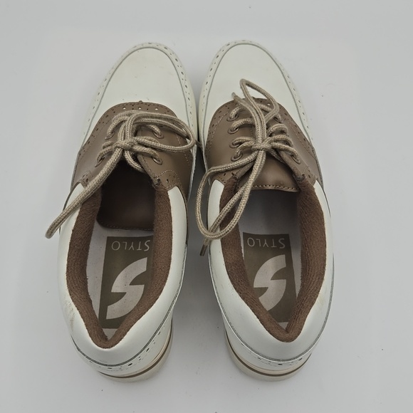 Stylo | White And Brown Leather Women's Golf Shoes Size 7.5 - Picture 4 of 11